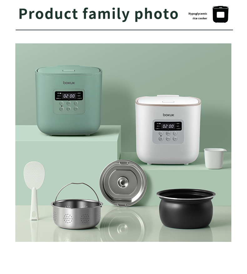 Full set of the rice cooker and included accessories