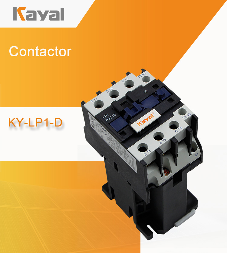 Front view of the LP1-D DC contactor showing terminal layout