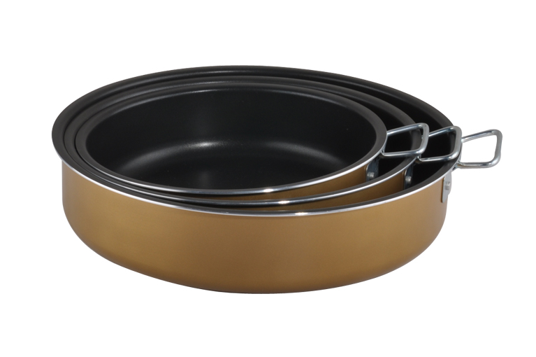 Nesting Cookware Pan Set with Foldable Handles