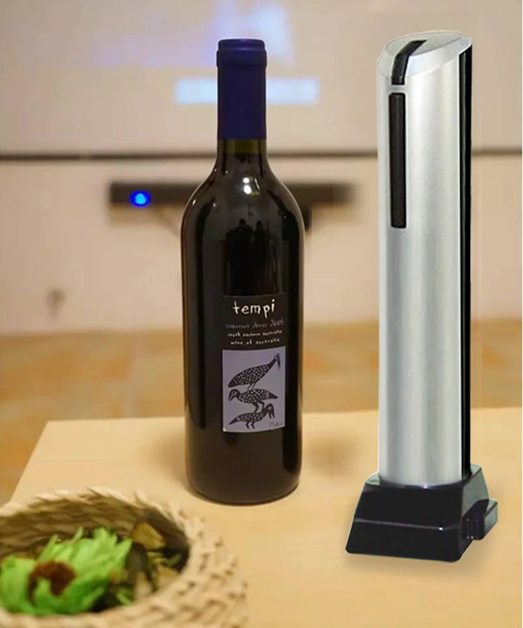 Close up of the electric wine opener in a home setting
