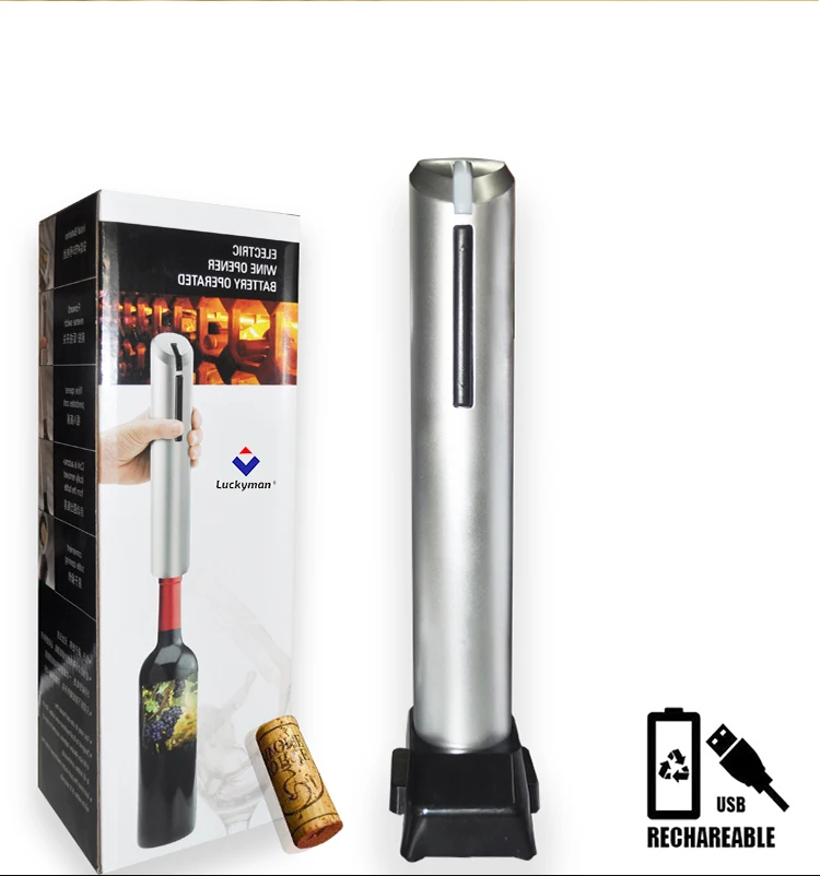 Electric wine opener with charging base and accessories