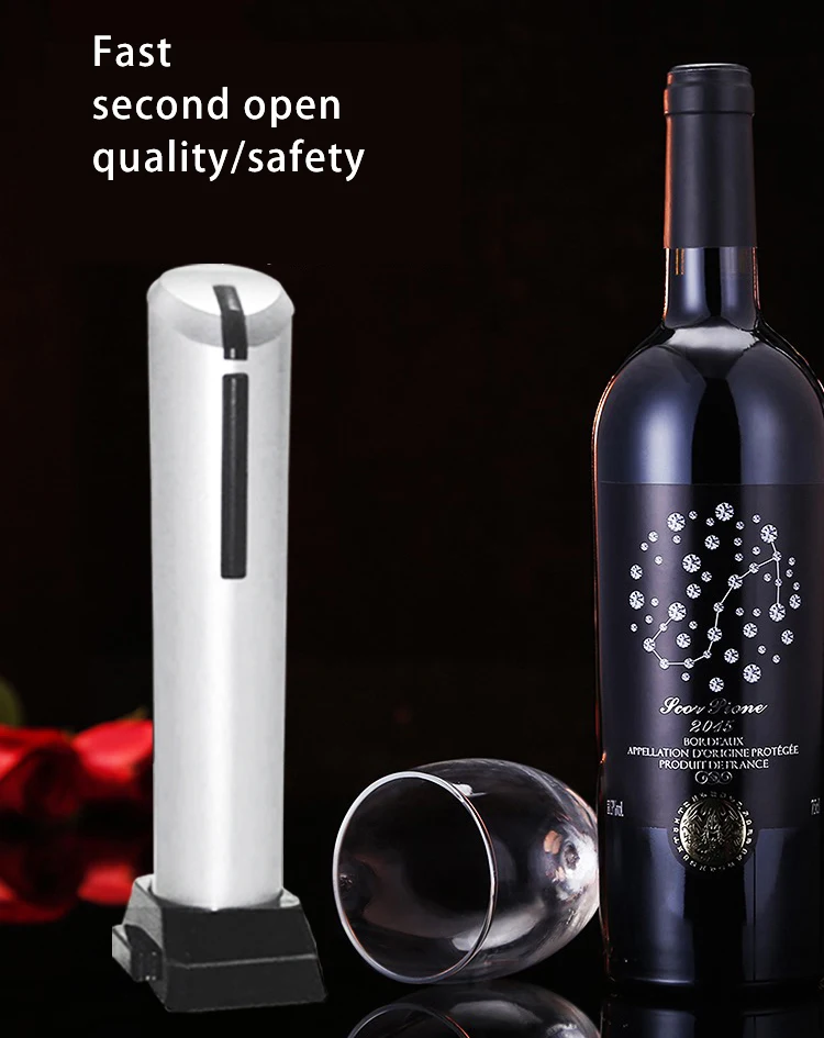 Electric wine opener showing fast uncorking capability