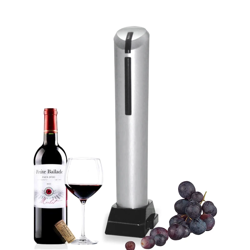 Electric wine opener in action with a wine bottle