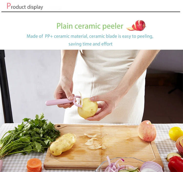 Ceramic blade peeler in use