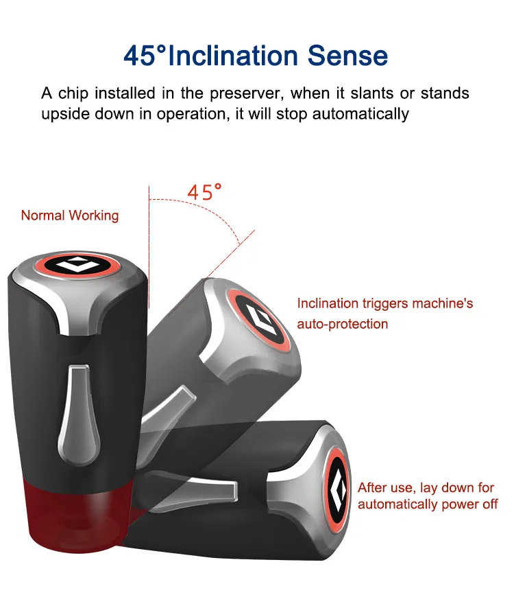 Diagram showing 45 degree inclination safety sensor