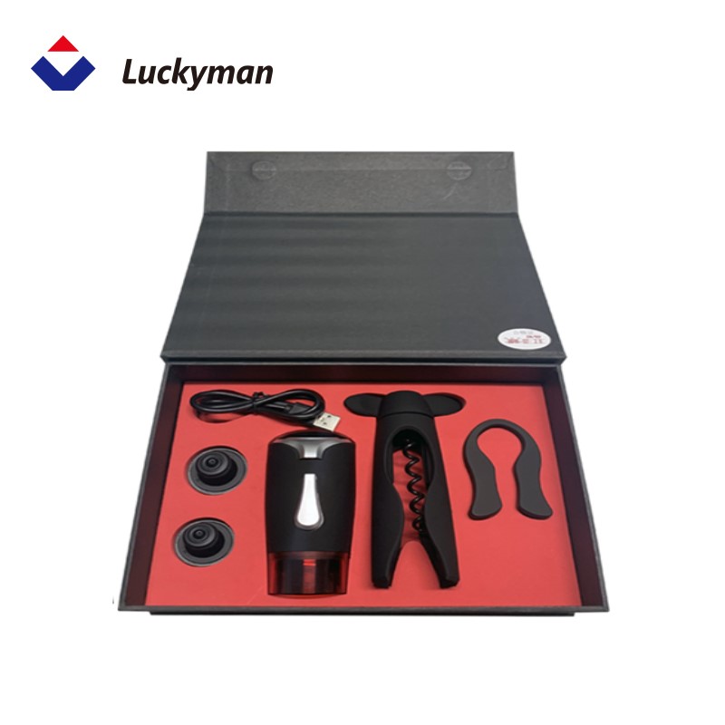 Luckyman Hot Sale Automatic Air Pump Wine Accessories With Foil Cutter Vacuum Stopper - Image 3