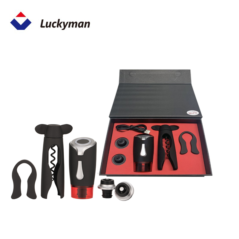 Luckyman Hot Sale Automatic Air Pump Wine Accessories With Foil Cutter Vacuum Stopper - Image 2
