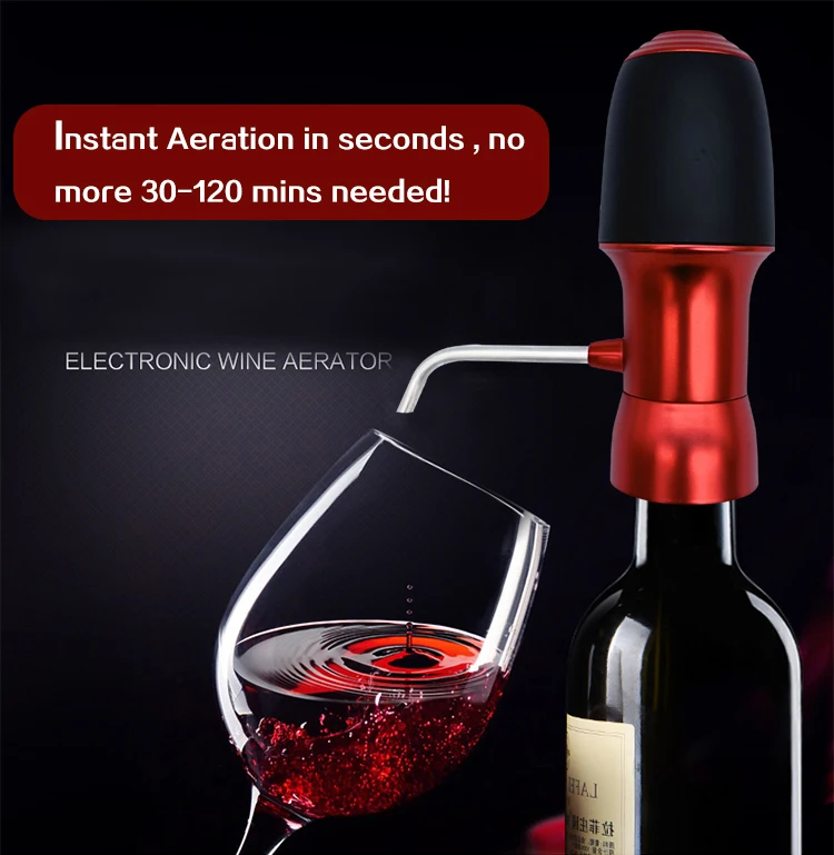 Electric wine aerator showing rapid aeration process