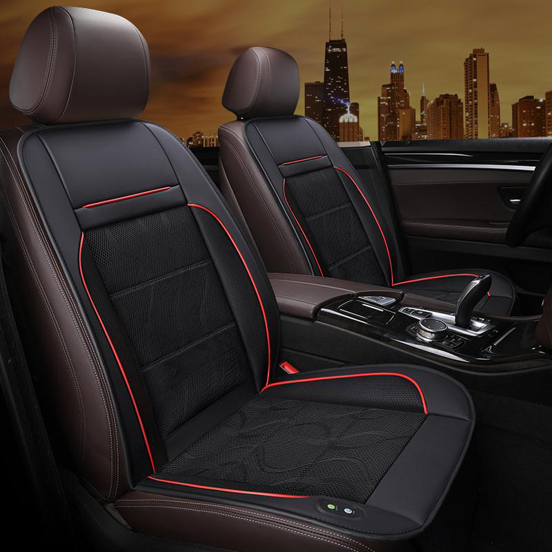 Heated Car Seat Cushion with Breathable Mesh and Leatherette Bolsters