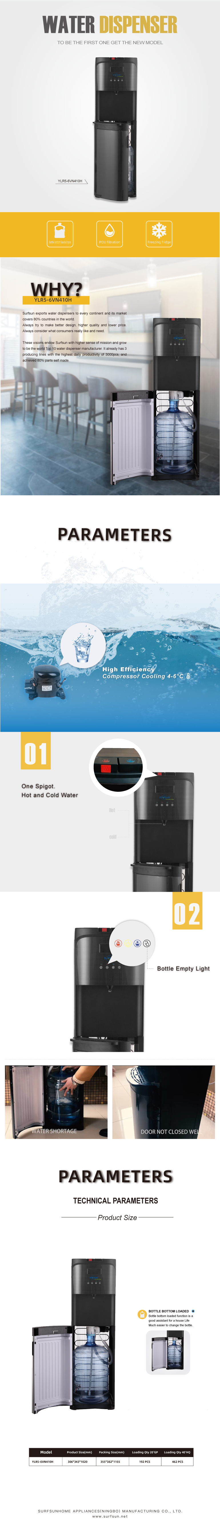 Stainless steel bottom-loading water dispenser unit