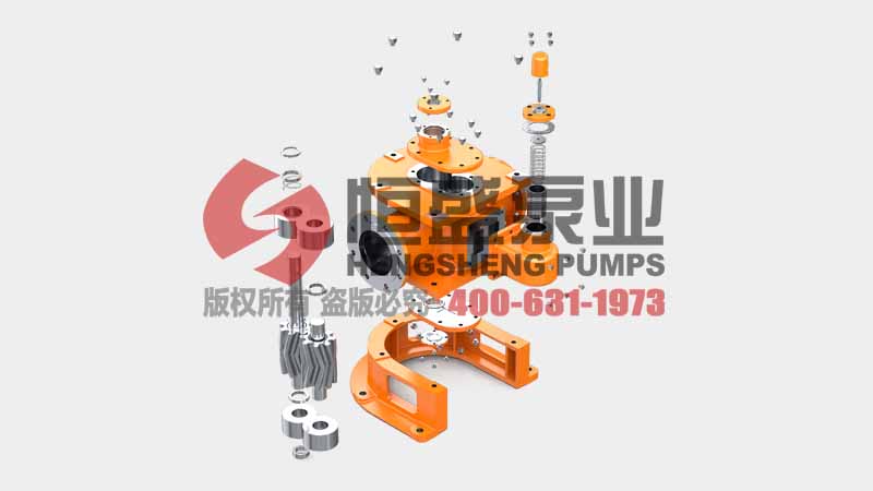 Exploded view of the LYB vertical gear pump showing internal components