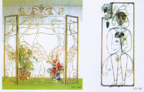 Decorative Fireplace Screen with Metal Art Panel