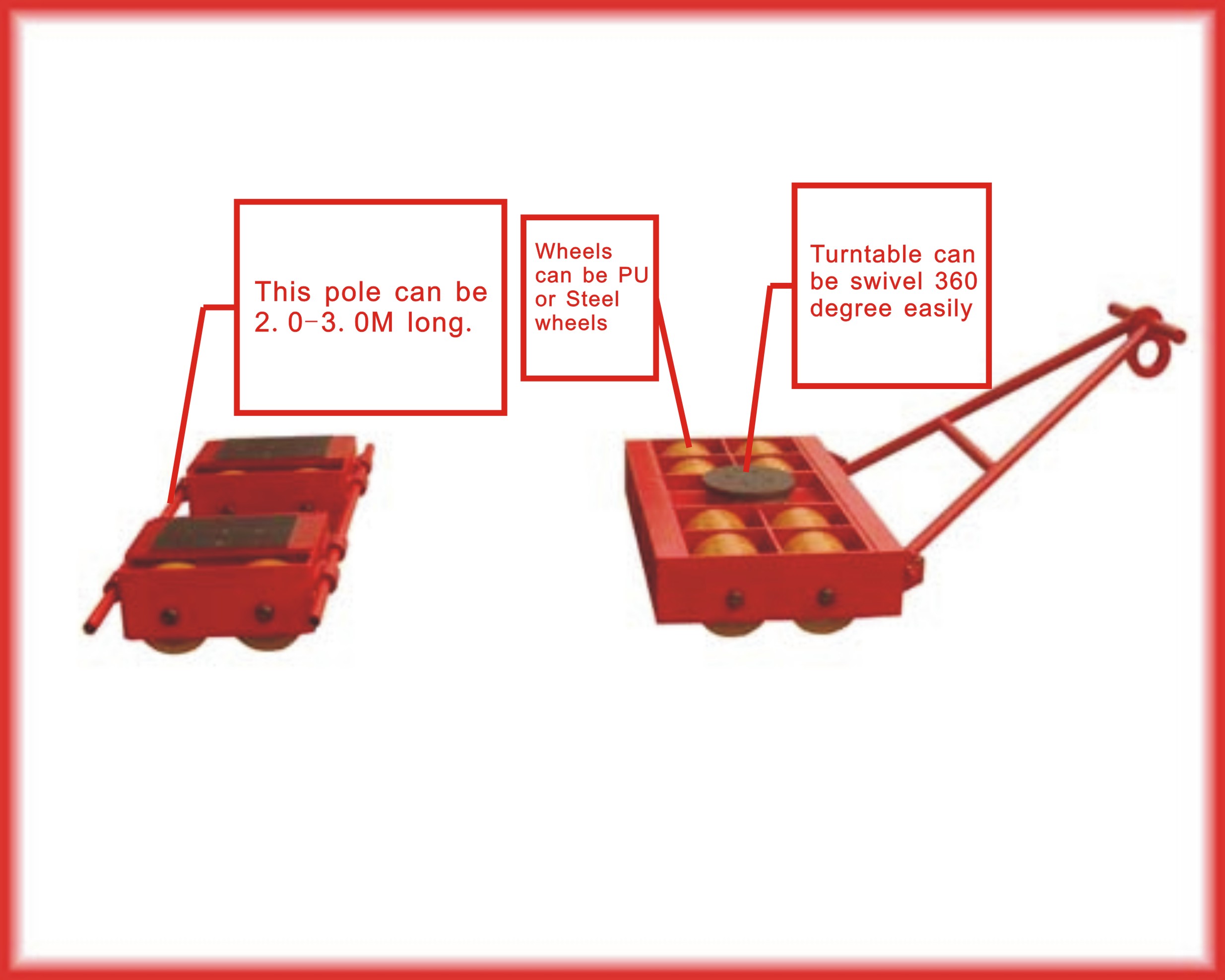 Heavy Machinery Skates with Adjustable Pole