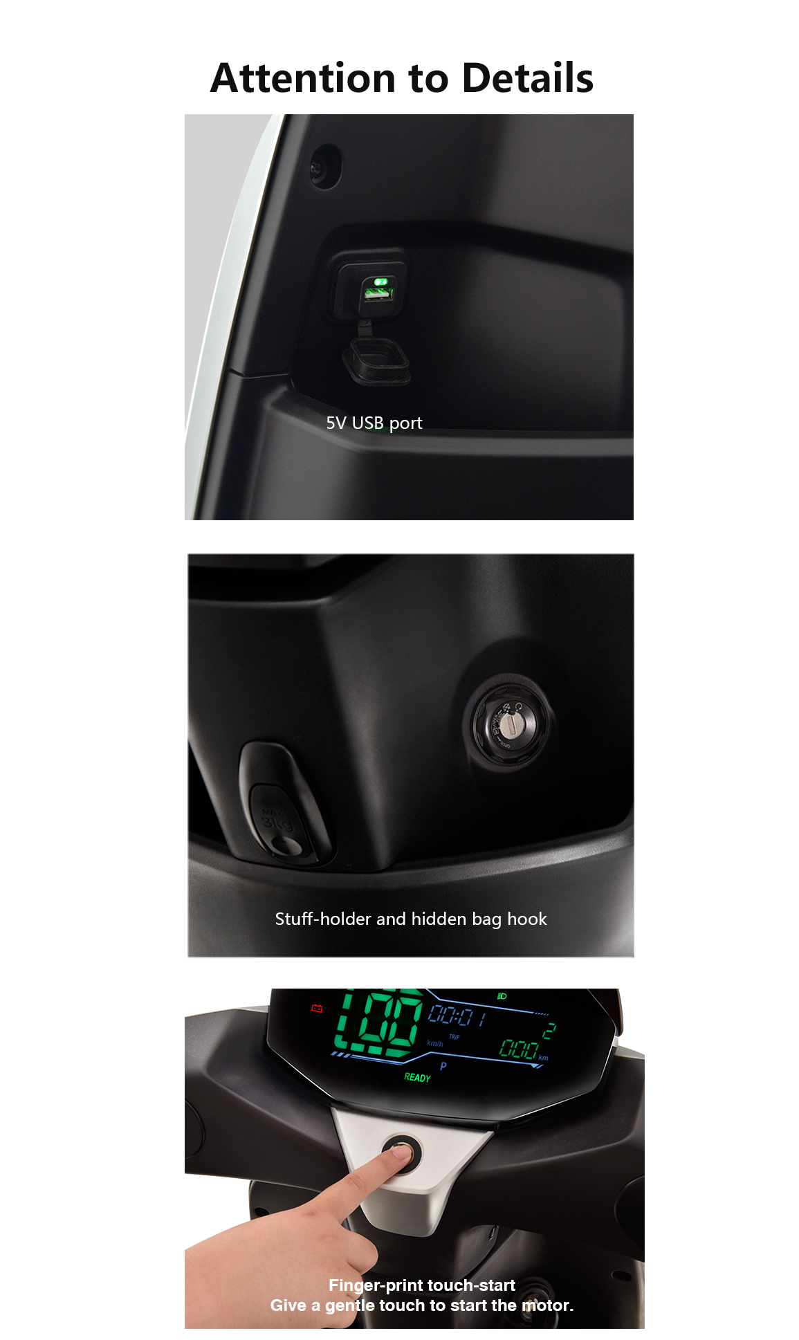 Scooter dashboard and tech features