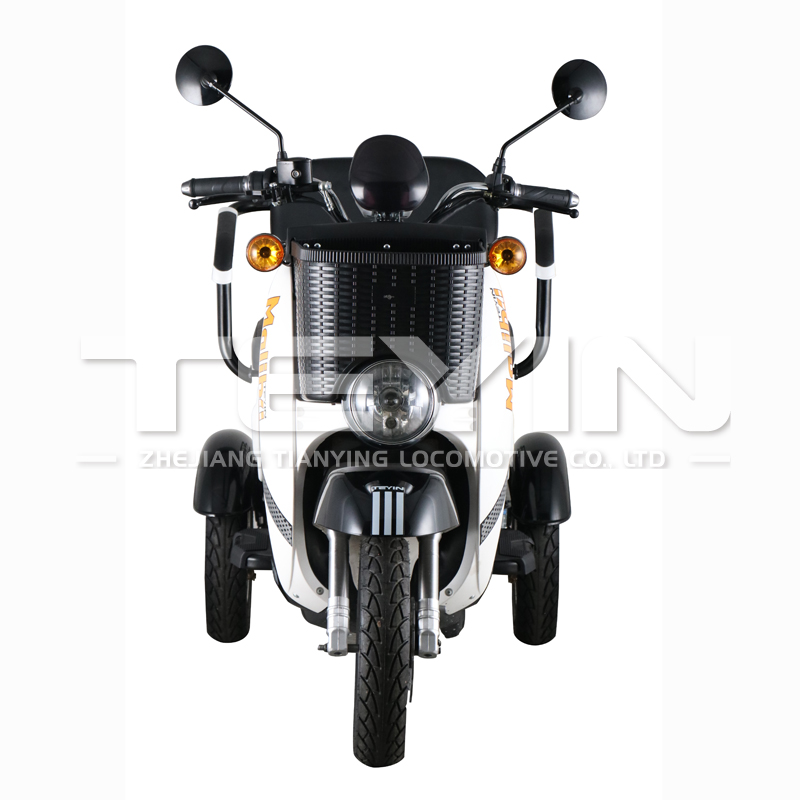 Front view of the electric scooter highlighting lighting features