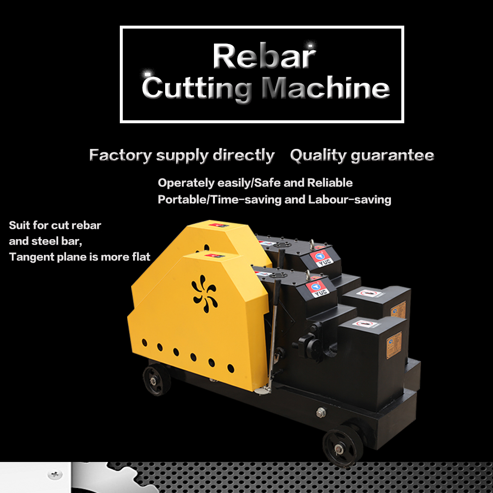 Rebar cutting machine showing flat cut surface