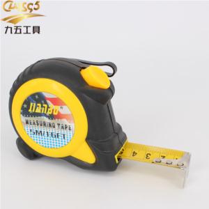 Compact tape measure with durable black and yellow housing