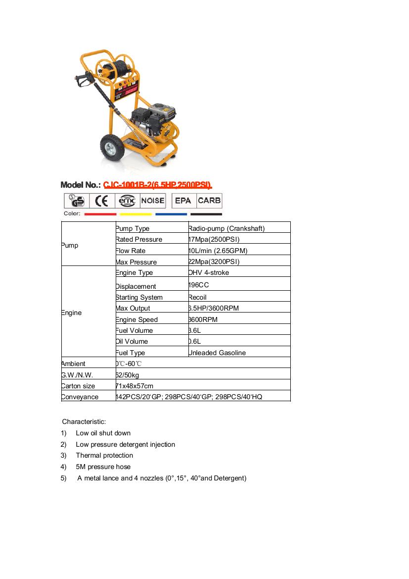 Gasoline High-Pressure Washer - 2500 PSI, 2.65 GPM