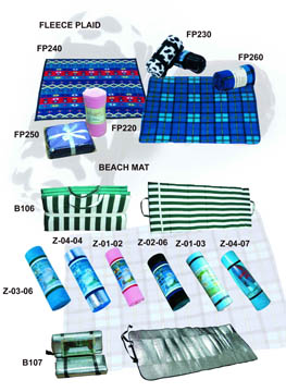 Fleece Plaid and Striped Beach Mat Assortment