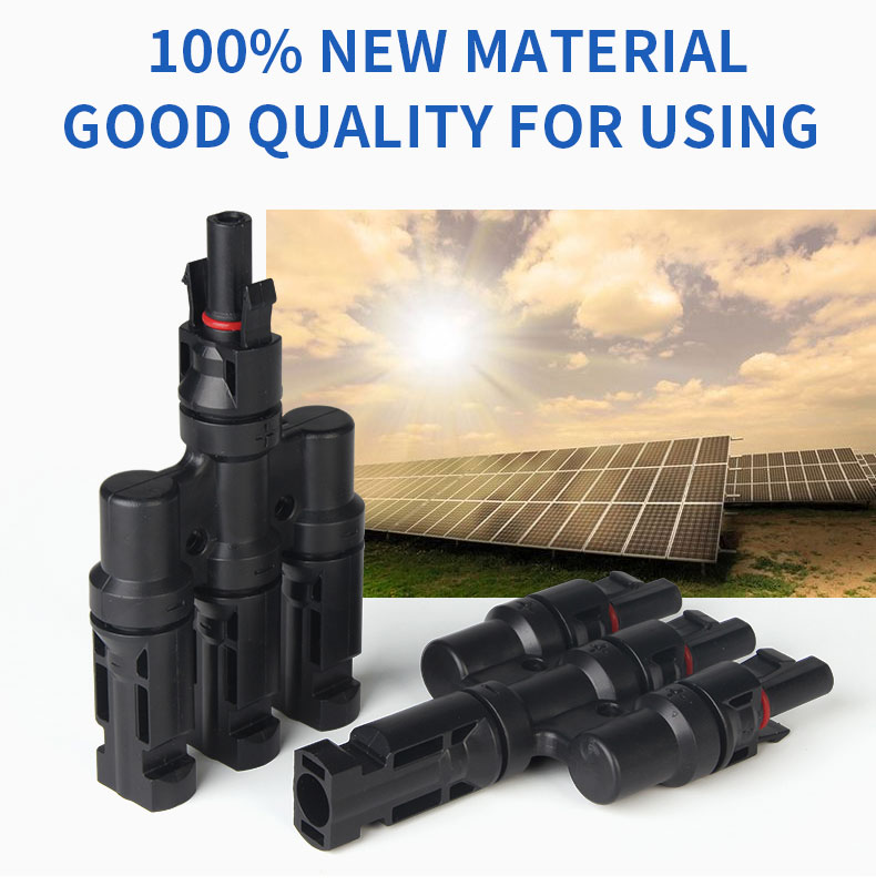High-quality MC4 T-branch connectors for solar parallel connection
