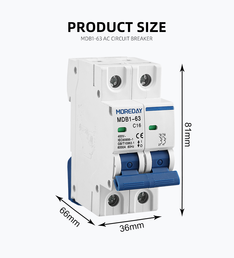 Dimensional diagram of the circuit breaker