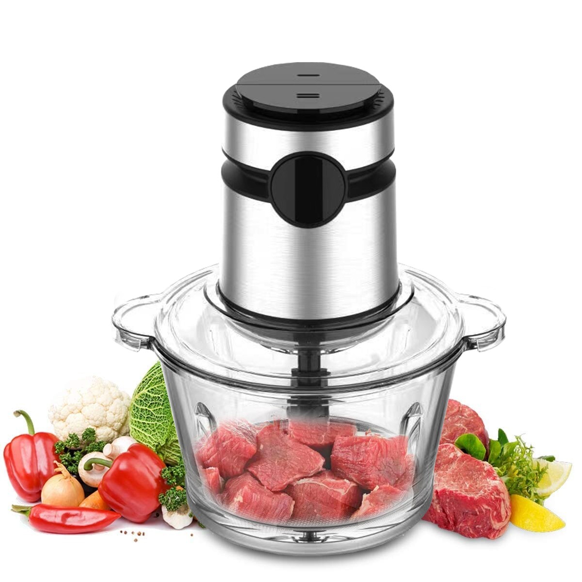 Electric Meat Chopper with Glass Bowl