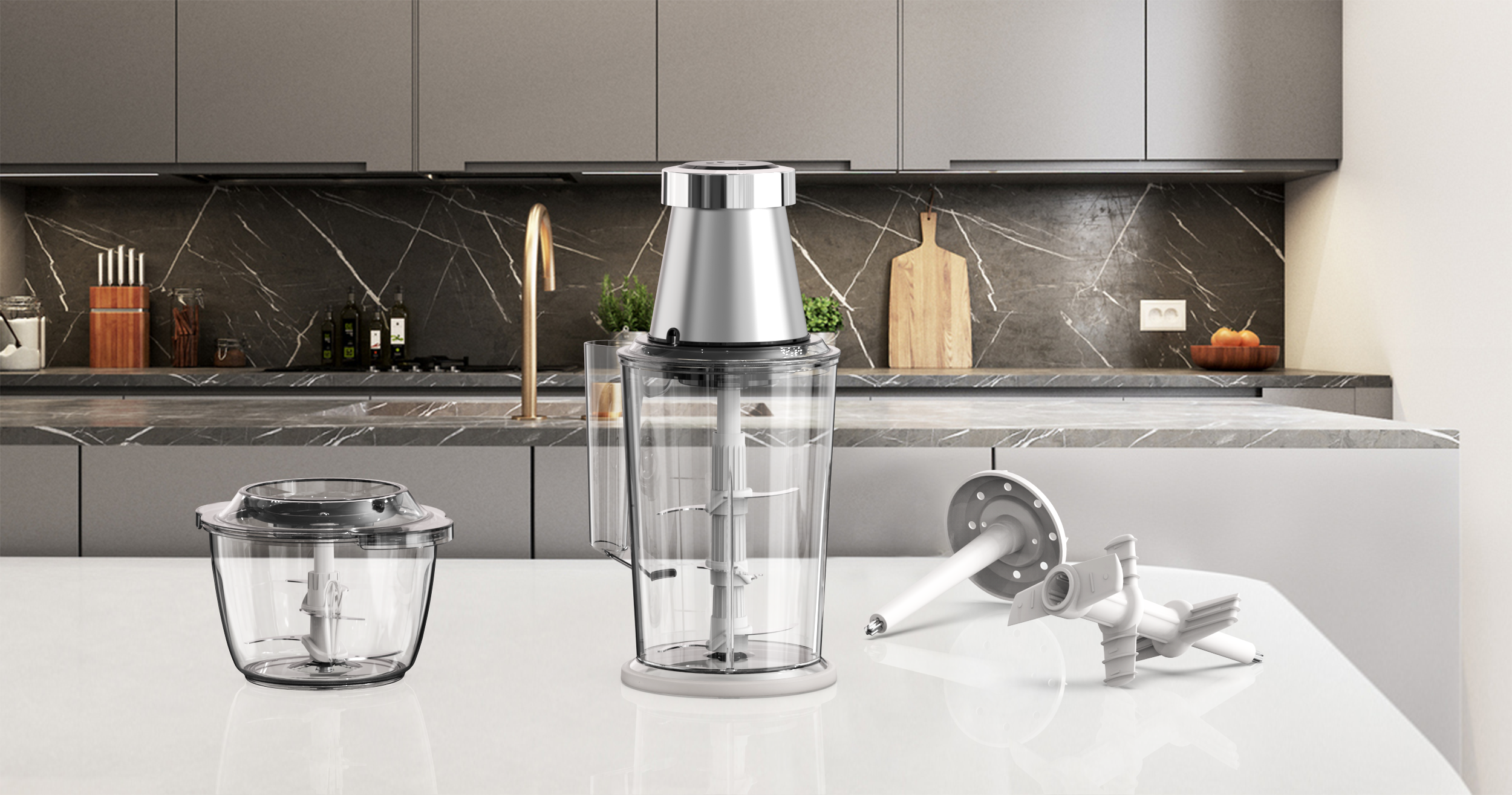 Electric Food Chopper with Interchangeable Blades