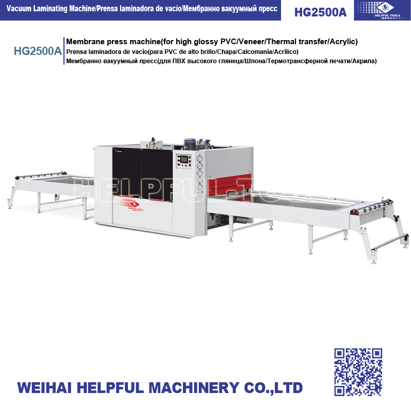 Vacuum membrane press machine front view