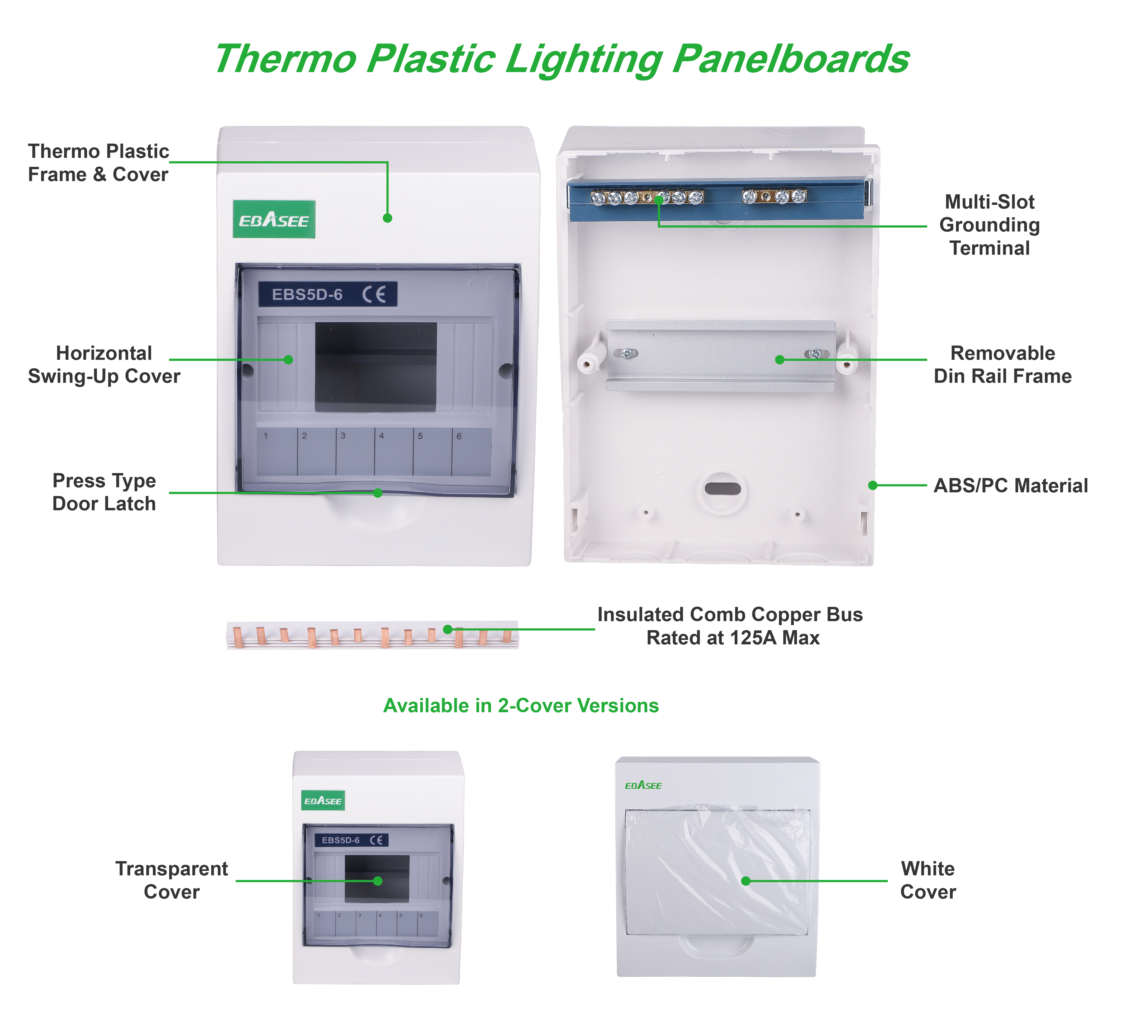 Technical diagram of thermoplastic lighting panelboard