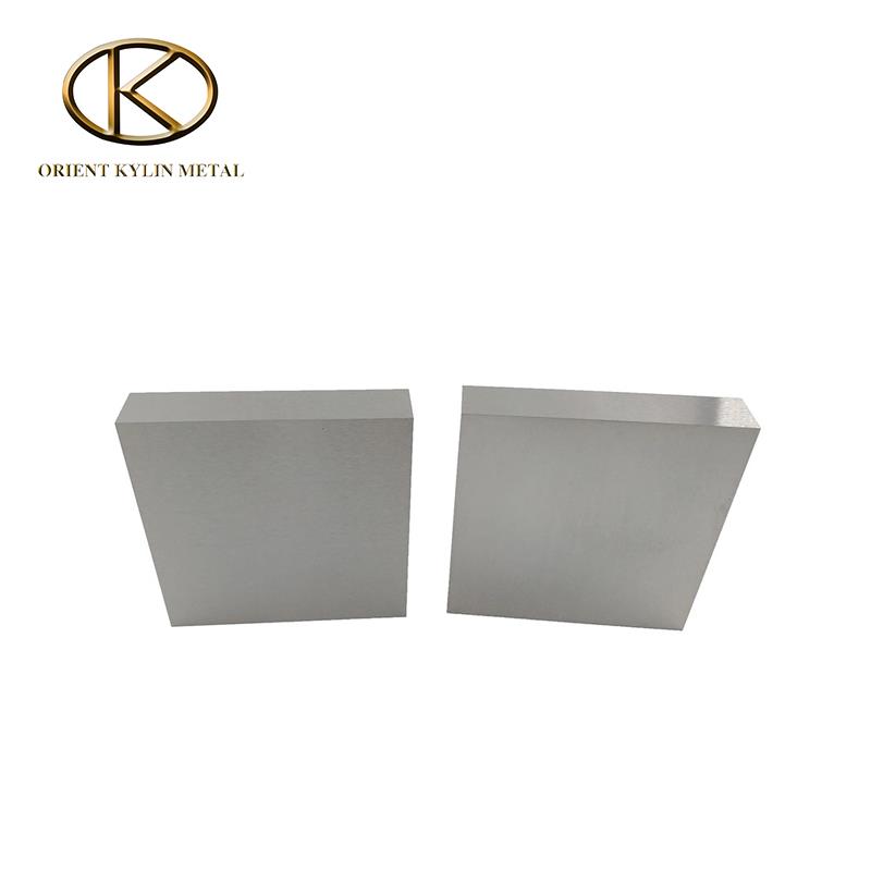 Close up of high-purity tungsten sheet plate with alkaline washed surface