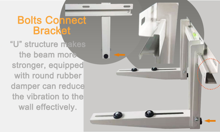 Close up of bracket U-structure and rubber dampers