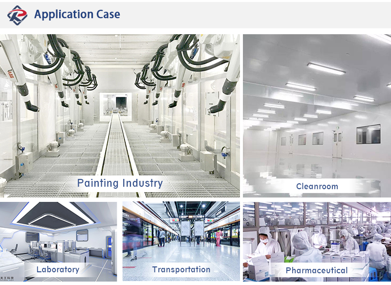 Various industrial application settings for HEPA filters.