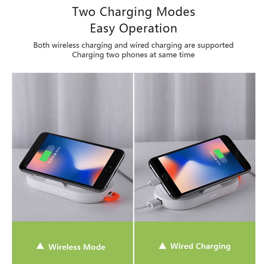 Dual charging modes showing wireless and wired support