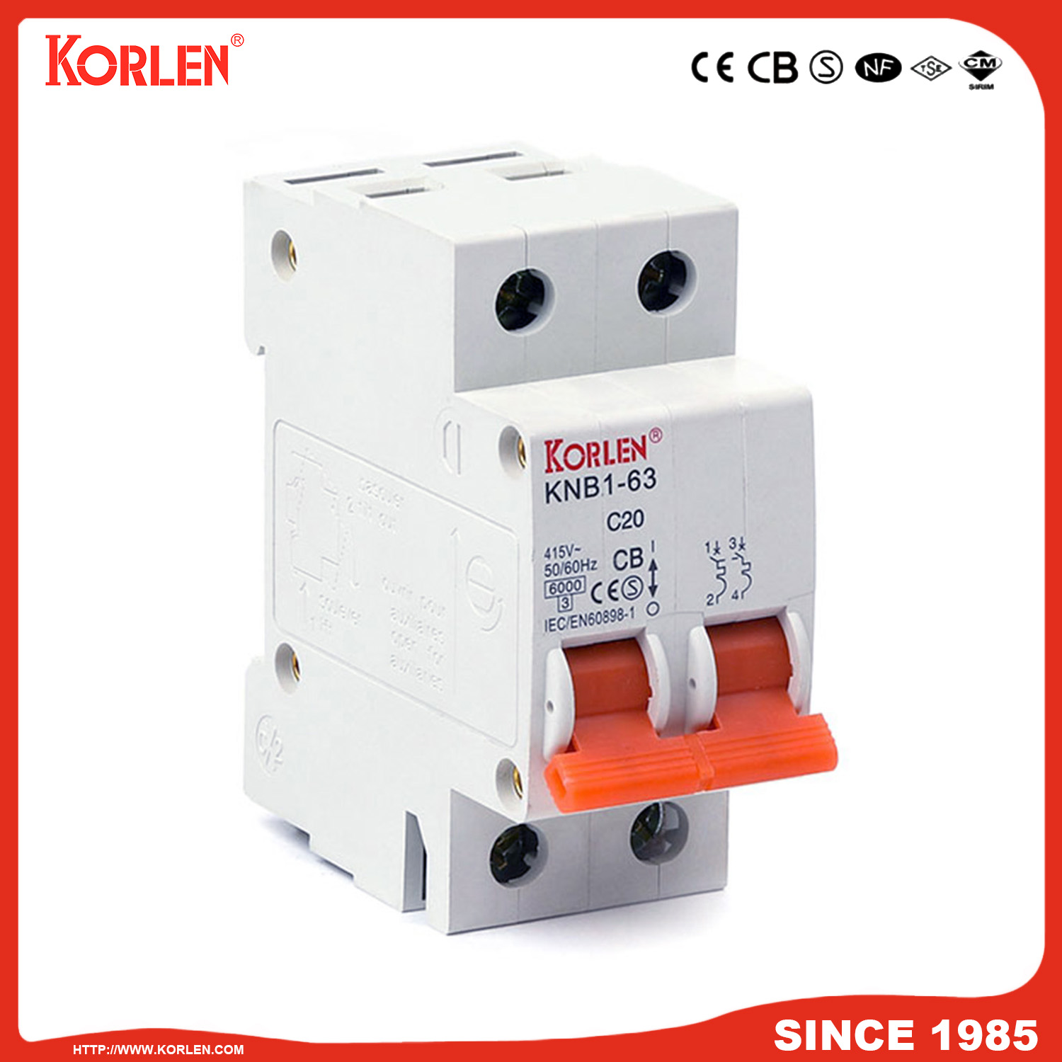 2-Pole Miniature Circuit Breaker 6A-63A