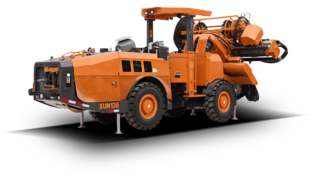 Overview of the hydraulic mining drill truck in an underground setting