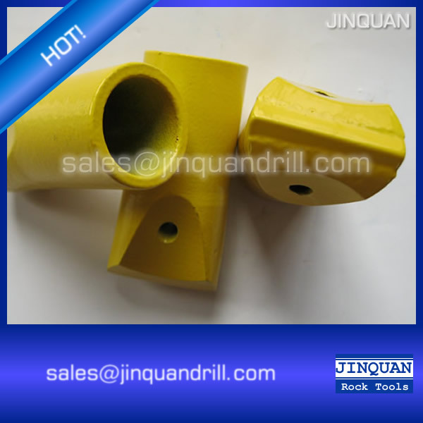 Tapered chisel bit for rock drilling machinery