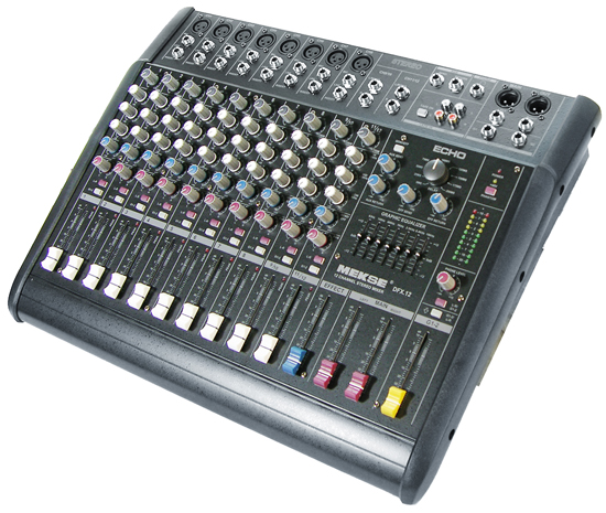 12-Channel Stereo Audio Mixer with EQ and Echo Effects