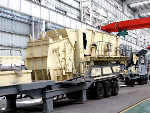 Mobile concrete crusher unit on a heavy-duty trailer