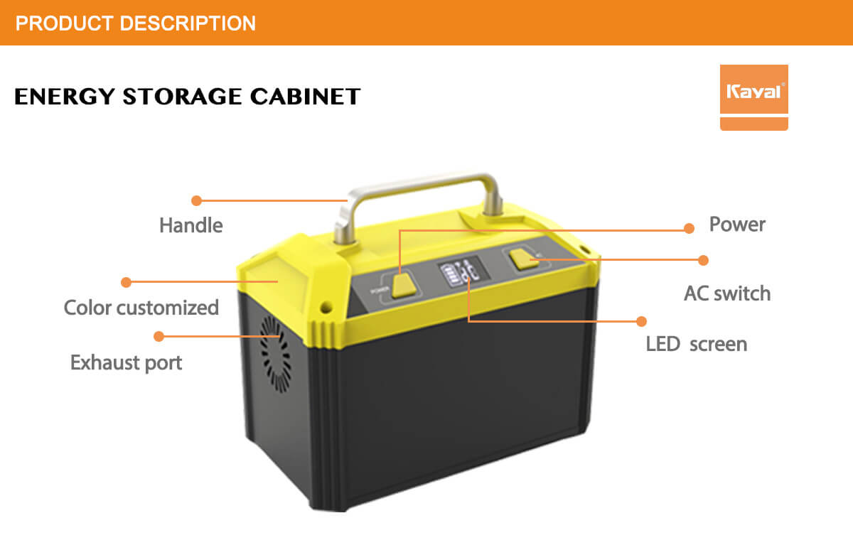 Energy storage cabinet features including exhaust port and power switches