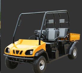 Yellow Four-Seat Utility Vehicle with Cargo Bed