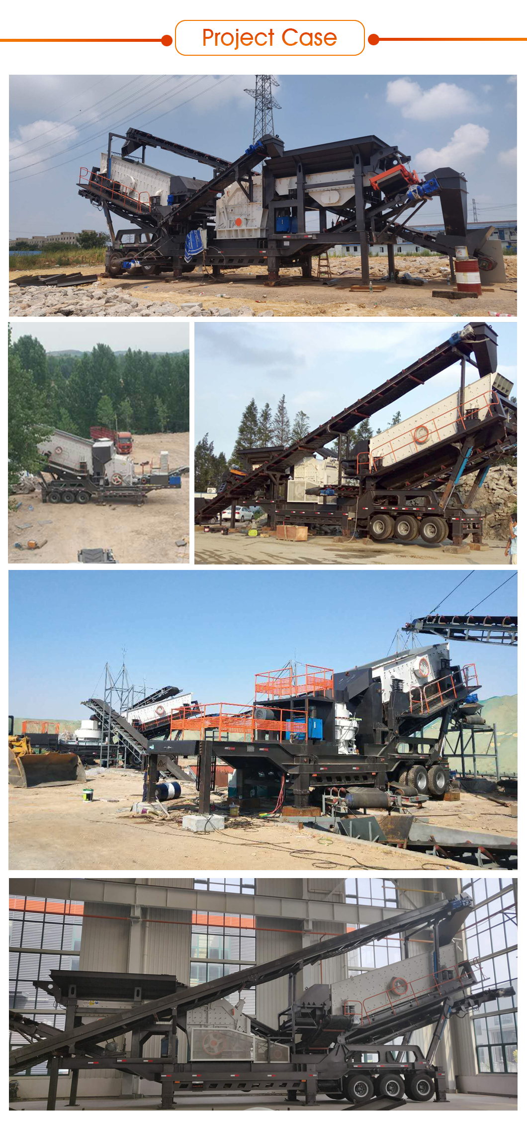 Mobile tyre impact crushing plant on-site operation