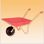 Red Metal Wheelbarrow for Garden or Construction