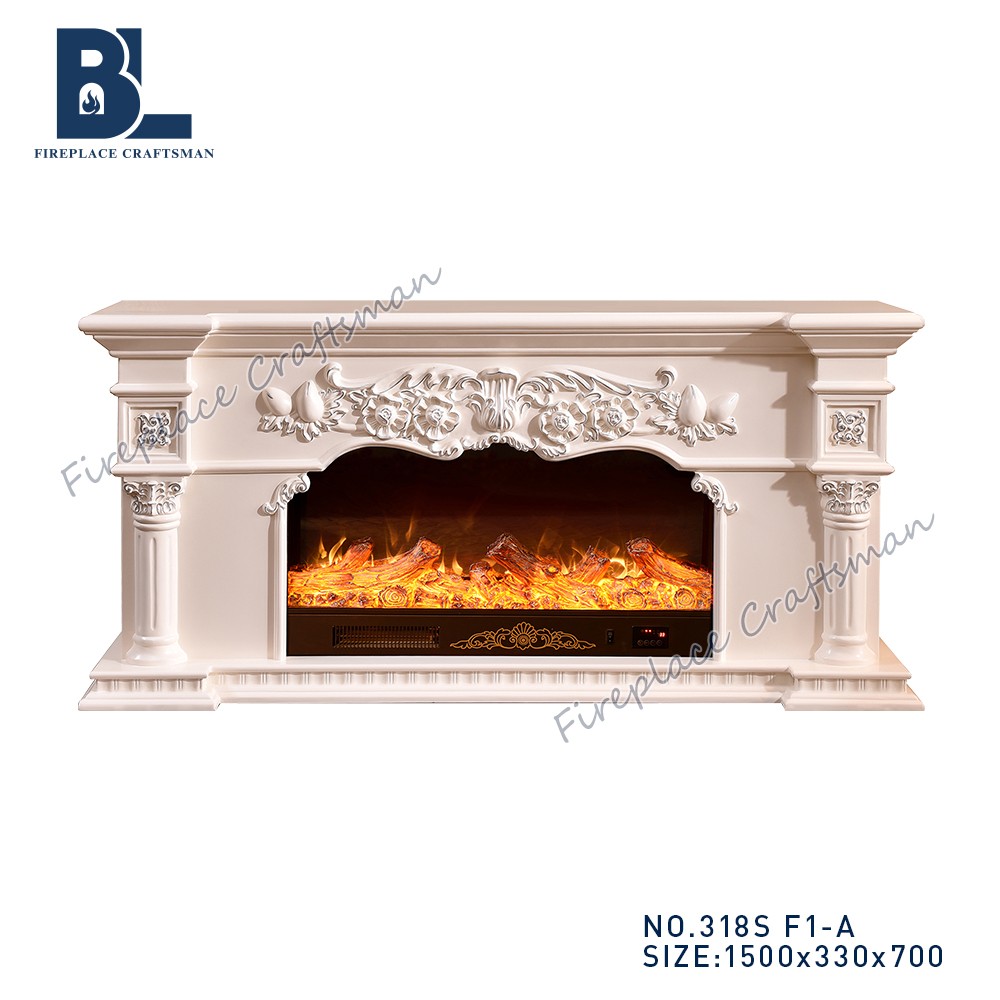 Modern best indoor freestanding flame effect white electric fireplace with mantel - Image 3
