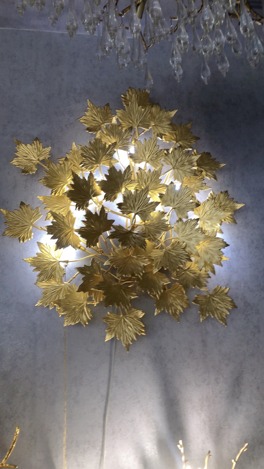 Crystal Chandelier with Gold Branch Design