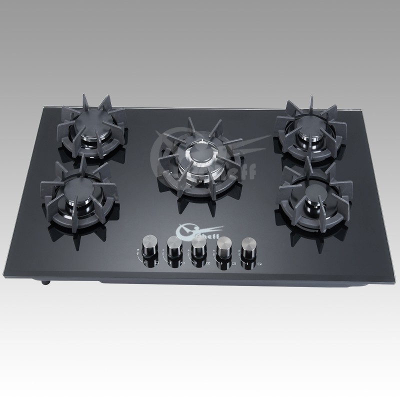Modern Design 5 Burner Inbuilt Gas Stove Gas Hob Tempered Glass Gas Cooktops - Image 3