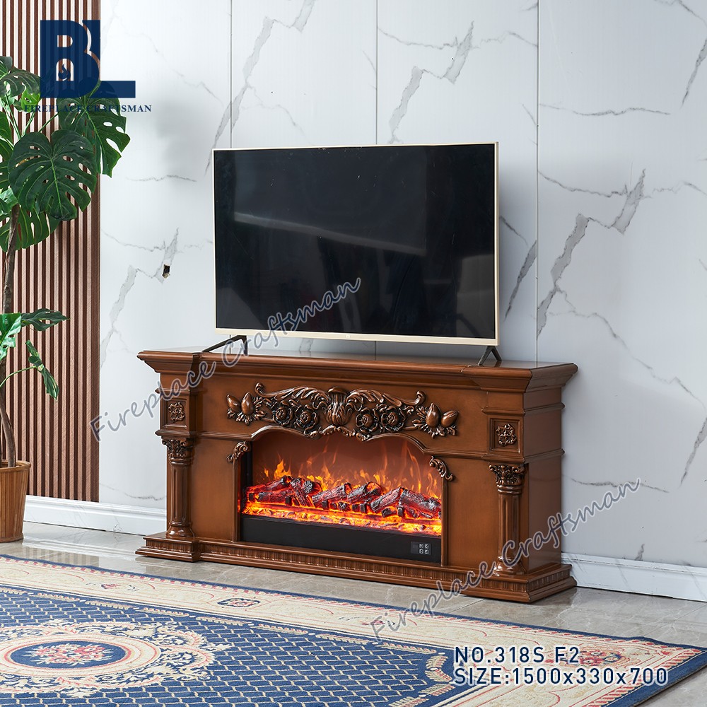Modern indoor large contemporary freestanding electric fires place log effect stove corner - Image 3