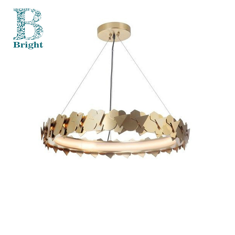 Modern light luxury lamp creative bar minimalist Nordic stainless steel circular geometric irregular shape restaurant Chandelier - Image 3