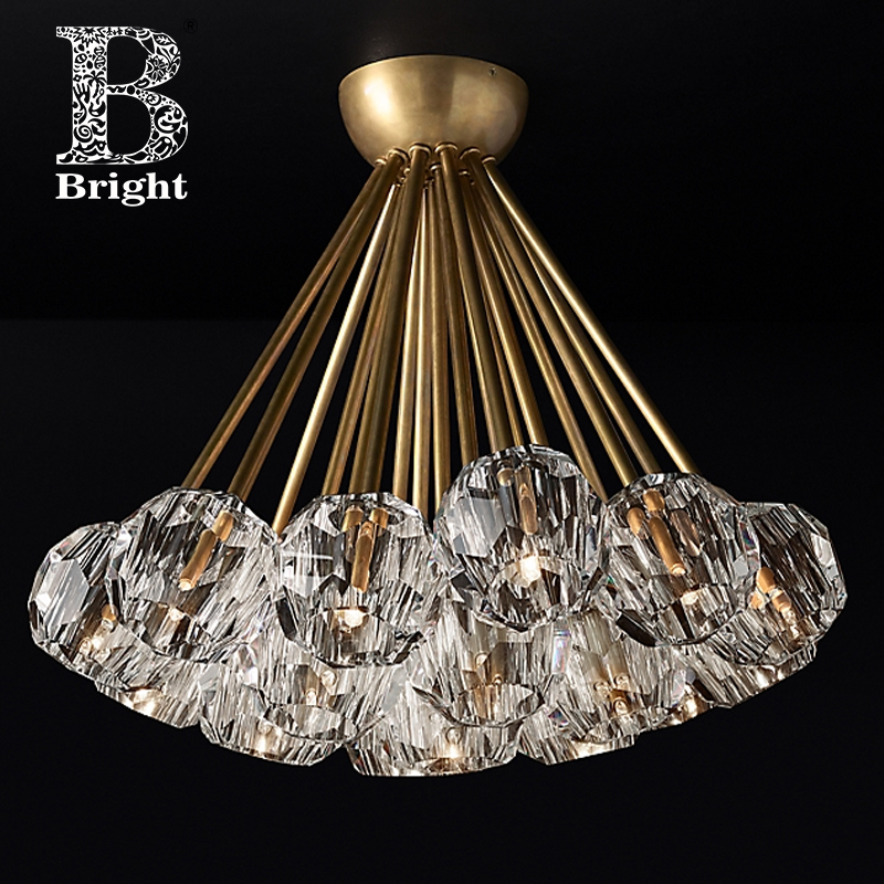Modern Light Luxury Simple Dining Room Mid Century Brass Vintage Pendant Lighting Chandelier Designer Glass Art Living room Round Atmospheric Bar Study Lighting Fixture - Image 3