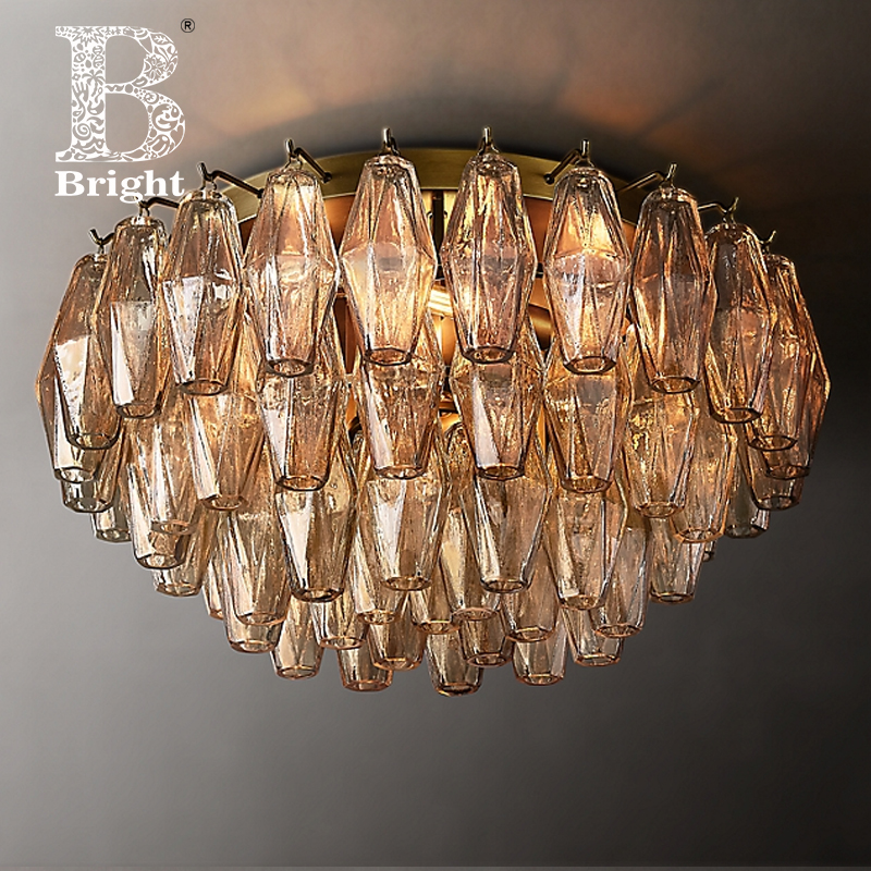 Modern Light Luxury Simple Dining Room Mid Century Brass Vintage Pendant Lighting Chandelier Designer Glass Art Living room Round Atmospheric Bar Study Lighting Fixture - Image 2