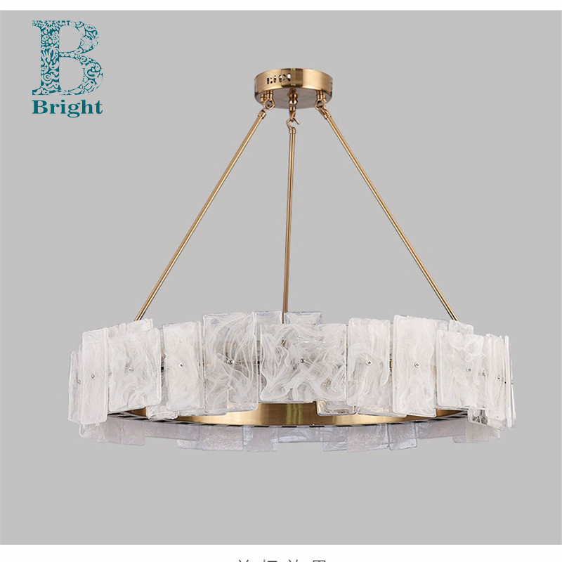 Modern Light Luxury Simple Dining Room Mid Century Brass Vintage Pendant Lighting Chandelier Designer Glass Art Living room Round Atmospheric Bar Study Lighting Fixture - Image 3
